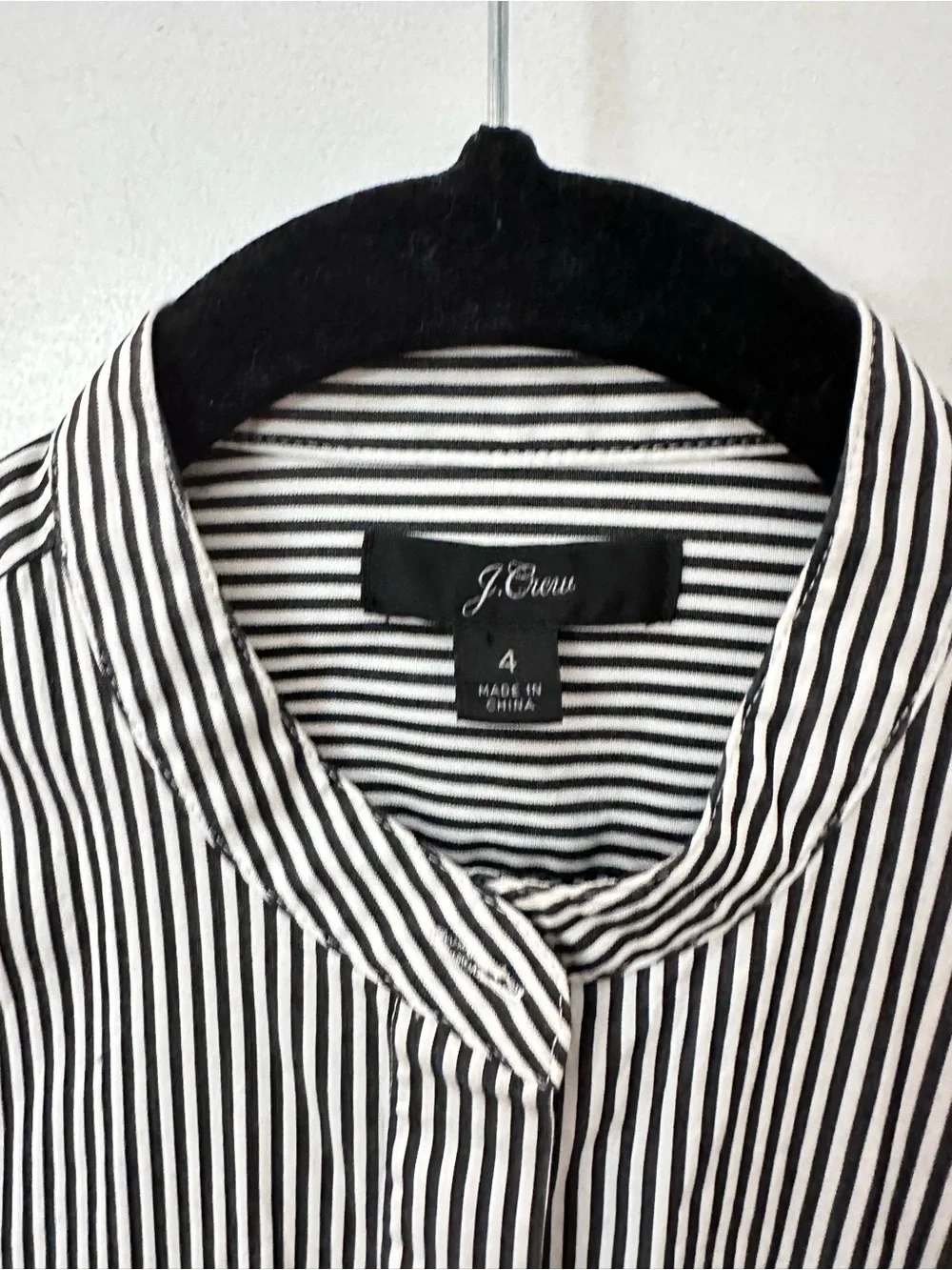 J Crew 4 striped peplum ruffle waist hidden button cotton button down workwear